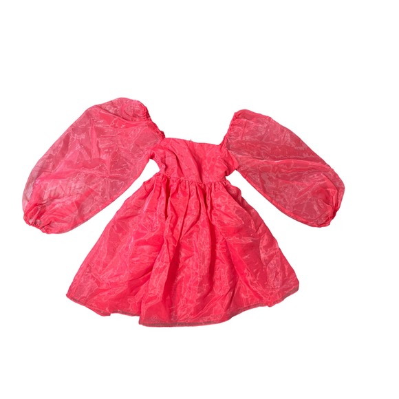 Altar'd State Dresses & Skirts - Altar'd State Hot Pink Organza Puff Sleeve Dress — XS Whimsical
